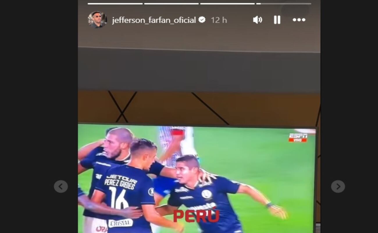 ¡Se olvidó del hinchaje! La emotiva celebración de Jefferson Farfán tras el gol de Corzo con Universitario ante Junior por la Copa Libertadores. (Foto: captura Instagram)