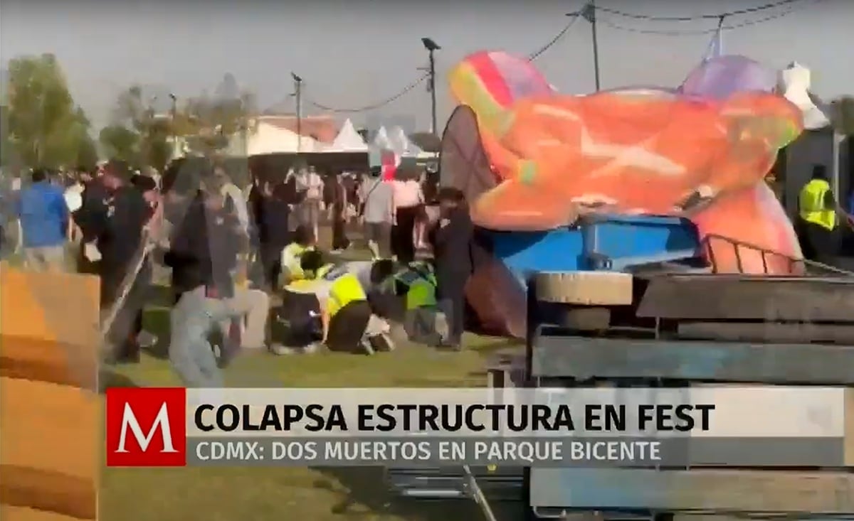 Un accidente durante el festival 'Axe Ceremonia' en el Parque Bicentenario de Ciudad de México, que dejó dos muertos, el 5 de abril de 2025. (Captura de Milenio)