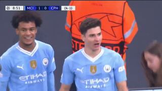 Gol de Julián Álvarez hoy: blooper de Kamil Grabara para el 1-0 de Manchester City vs Copenhague | VIDEO