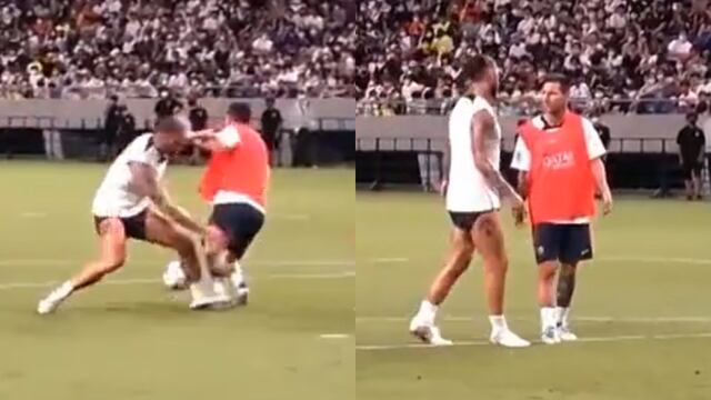 Lionel Messi se molestó con Sergio Ramos por una falta en el entrenamiento de PSG | VIDEO