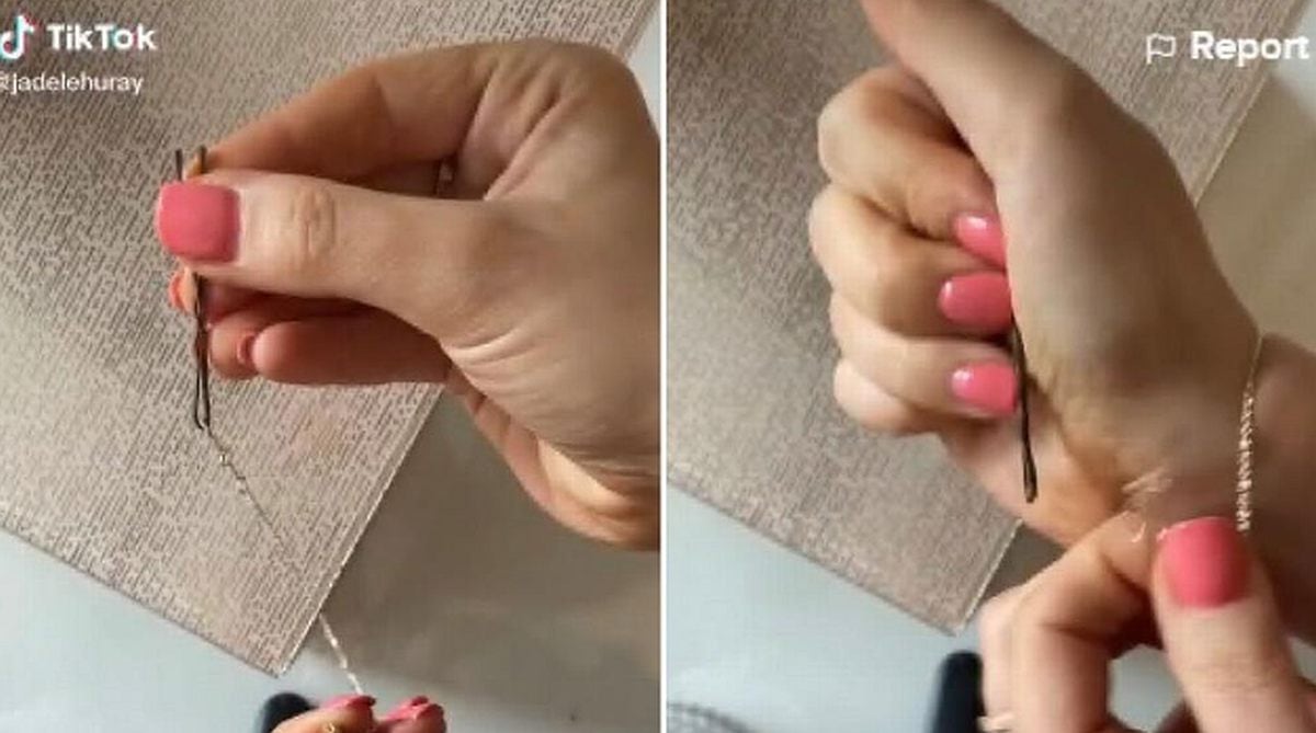 Para ponerte la pulsera en la muñeca solo necesitarás una horquilla para el pelo. (Foto: captura @jadelehuray / TikTok)