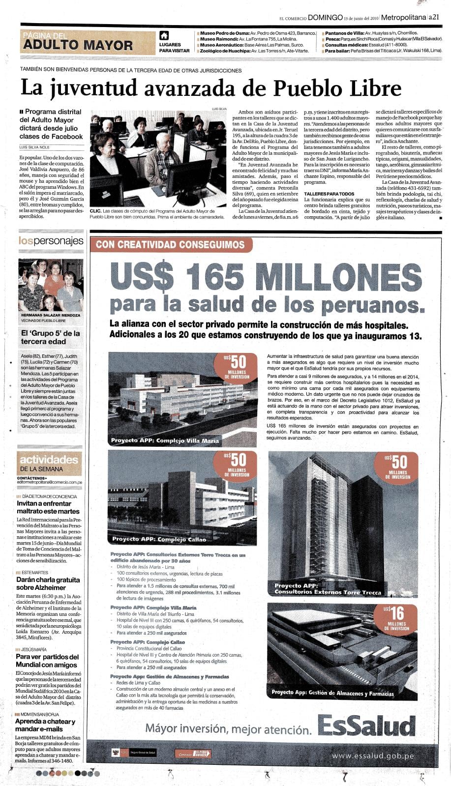 Así anunciaban en el 2011 el proyecto de la torre Trecca en un espacio publicitario dentro de El Comercio.