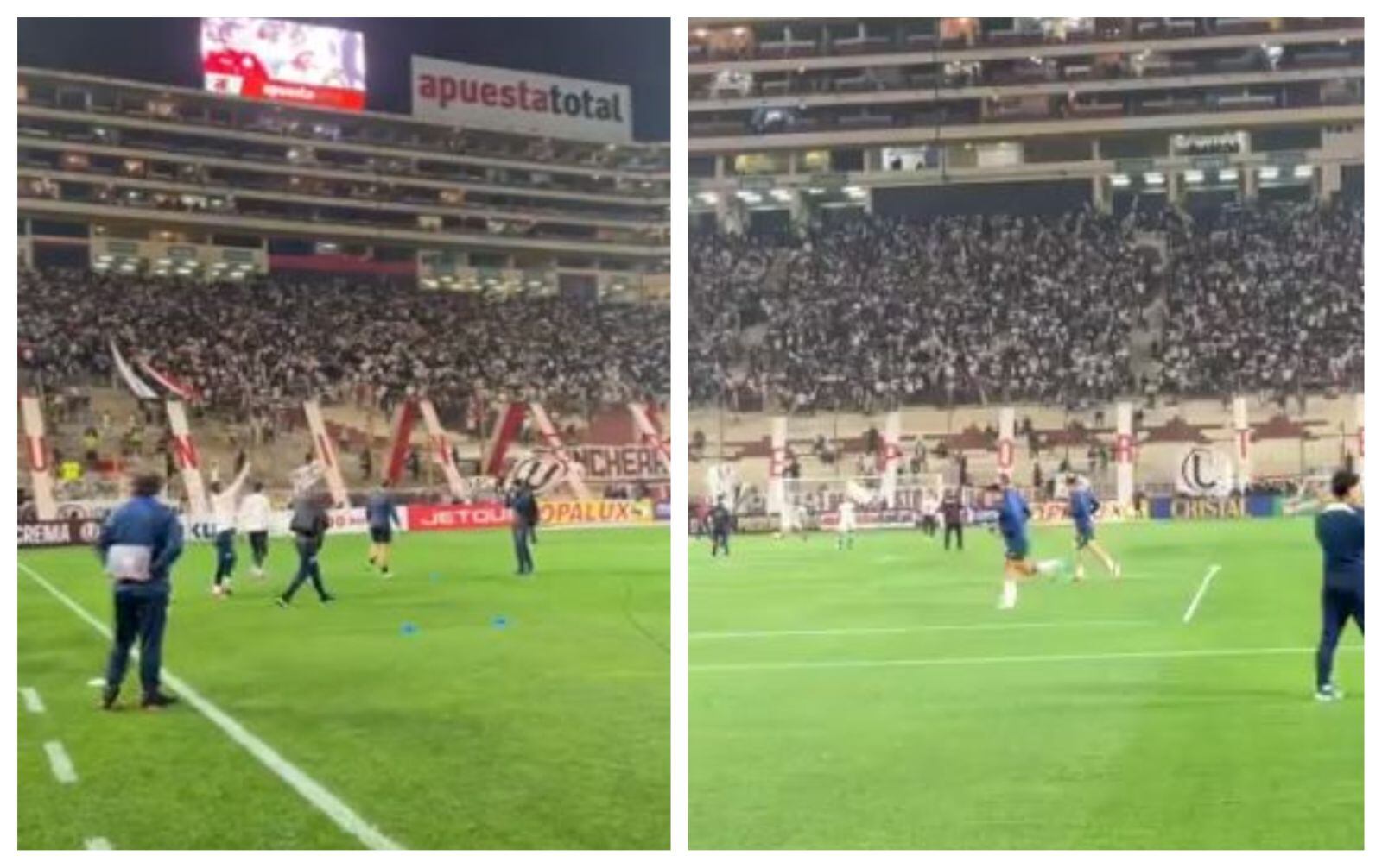 Desde antes de iniciarse el juego, los hinchas cremas se encargaron de hacer sentir la localía contra su clásico rival.