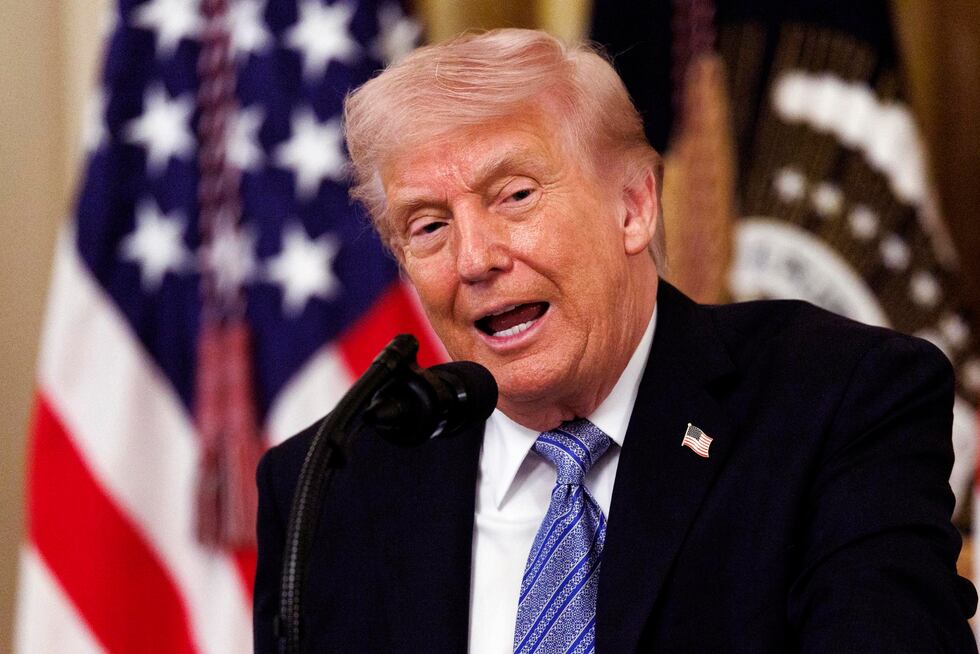 El presidente de Estados Unidos, Donald Trump, interviene en una cumbre de pequeñas empresas celebrada en la Casa Blanca el 4 de mayo de 2026. (EFE/EPA/WILL OLIVER).