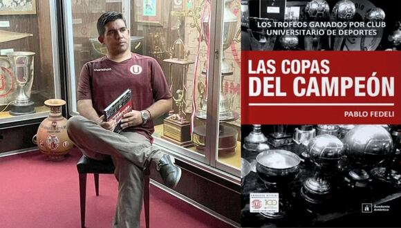 Joven autor Pablo Fedeli y su primer libro, Las Copas del Campeón. FOTOS: Difusión.