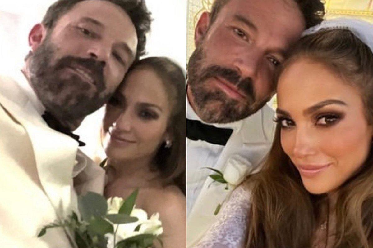 Jennifer Lopez compartió algunas imágenes exclusivas de su boda con Ben Affleck luciendo vestido blanco y velo. (Foto: On the JLo / Instagram)