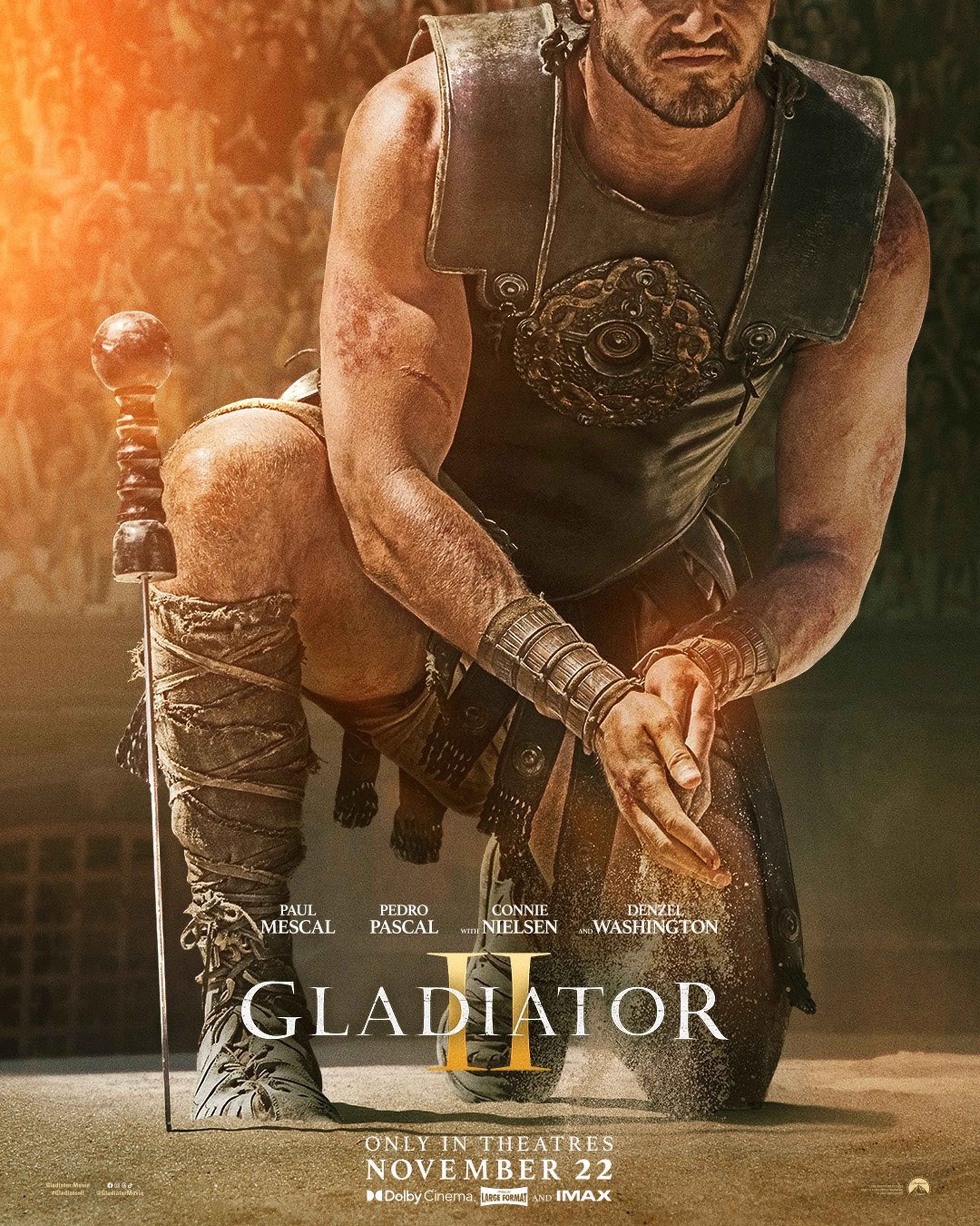 Paul Mescal es la figura principal del póster de la película "Gladiator II" (Foto: Paramount Pictures)