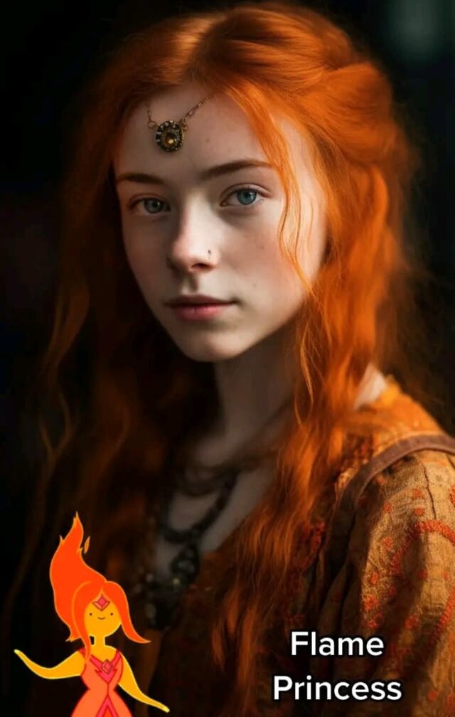 Princesa Flama de Hora de Aventura. (Foto: artificial_eye en TikTok)