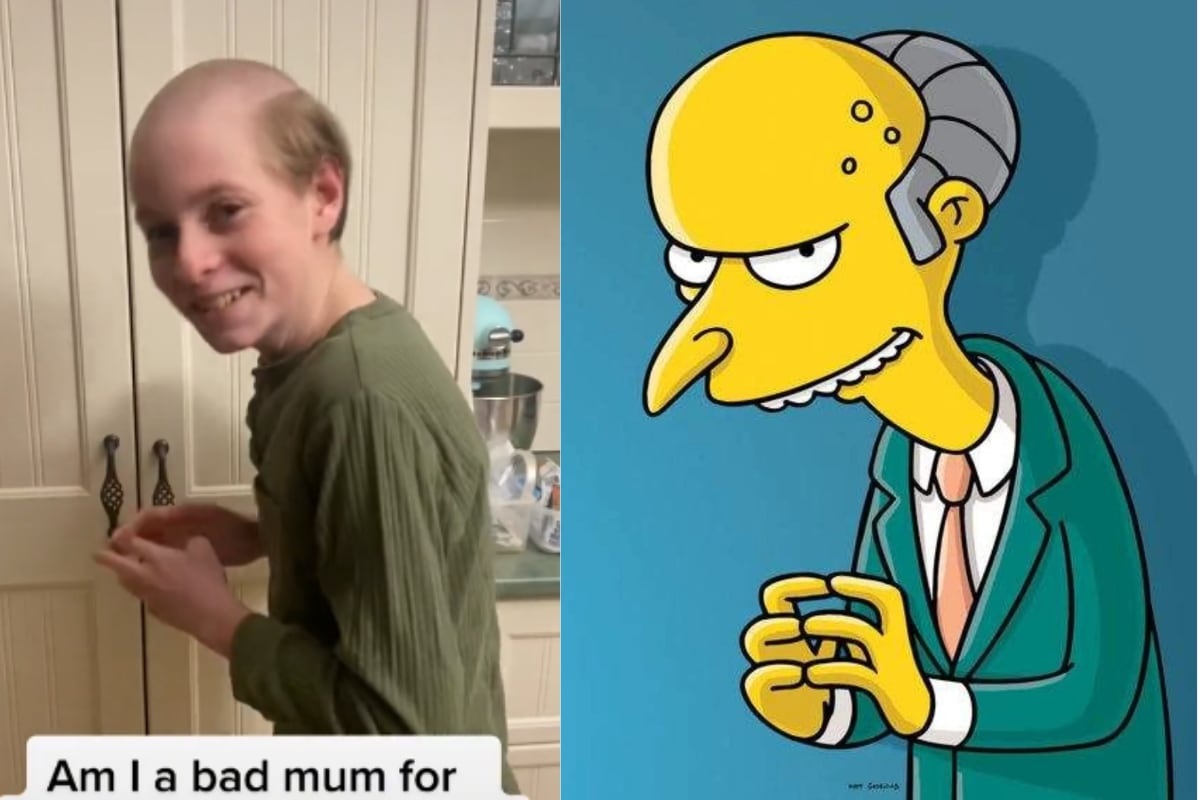 Un niño se caracterizó como el Sr. Burns, de Los Simpson, con ayuda de su madre, y el video se volvió viral en TikTok. (Foto: TikTok/ pink_nade | Matt Groening).