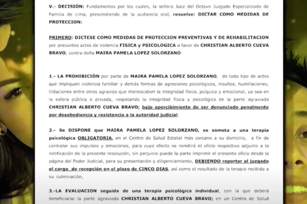 Medidas a favor de Cueva. Foto: captura 'Amor y fuego'