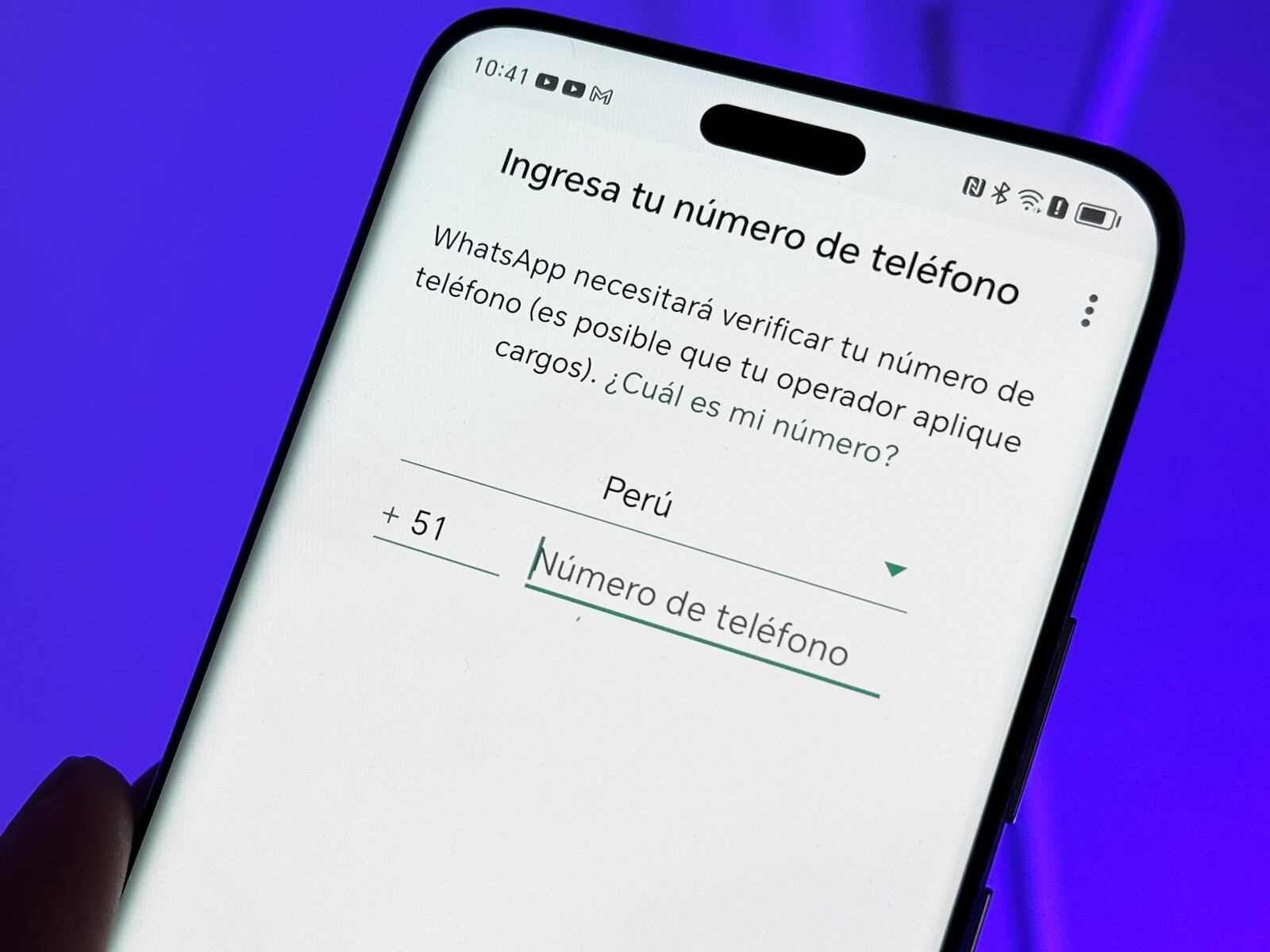 Coloca tu número de celular con el código de país. (Foto: Depor - Rommel Yupanqui)