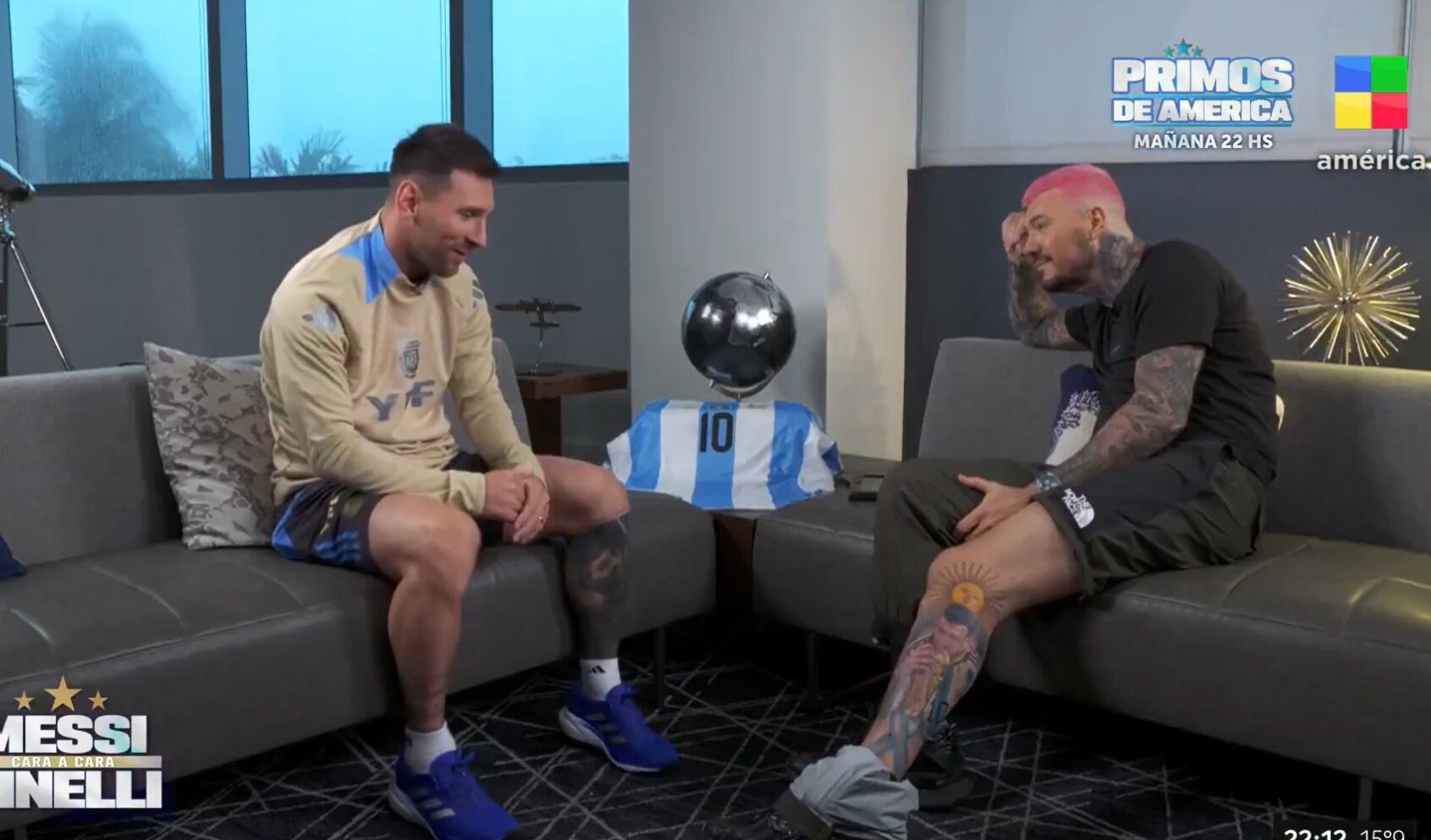 El conductor de televisión viajo a Miami y entrevistó al crack rosarino.