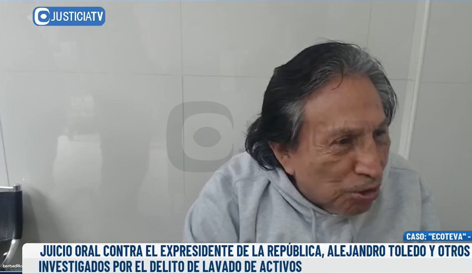 Alejandro Toledo reapareció en audiencia judicial por el Caso Ecoteva. (Foto: Captura Justicia TV)