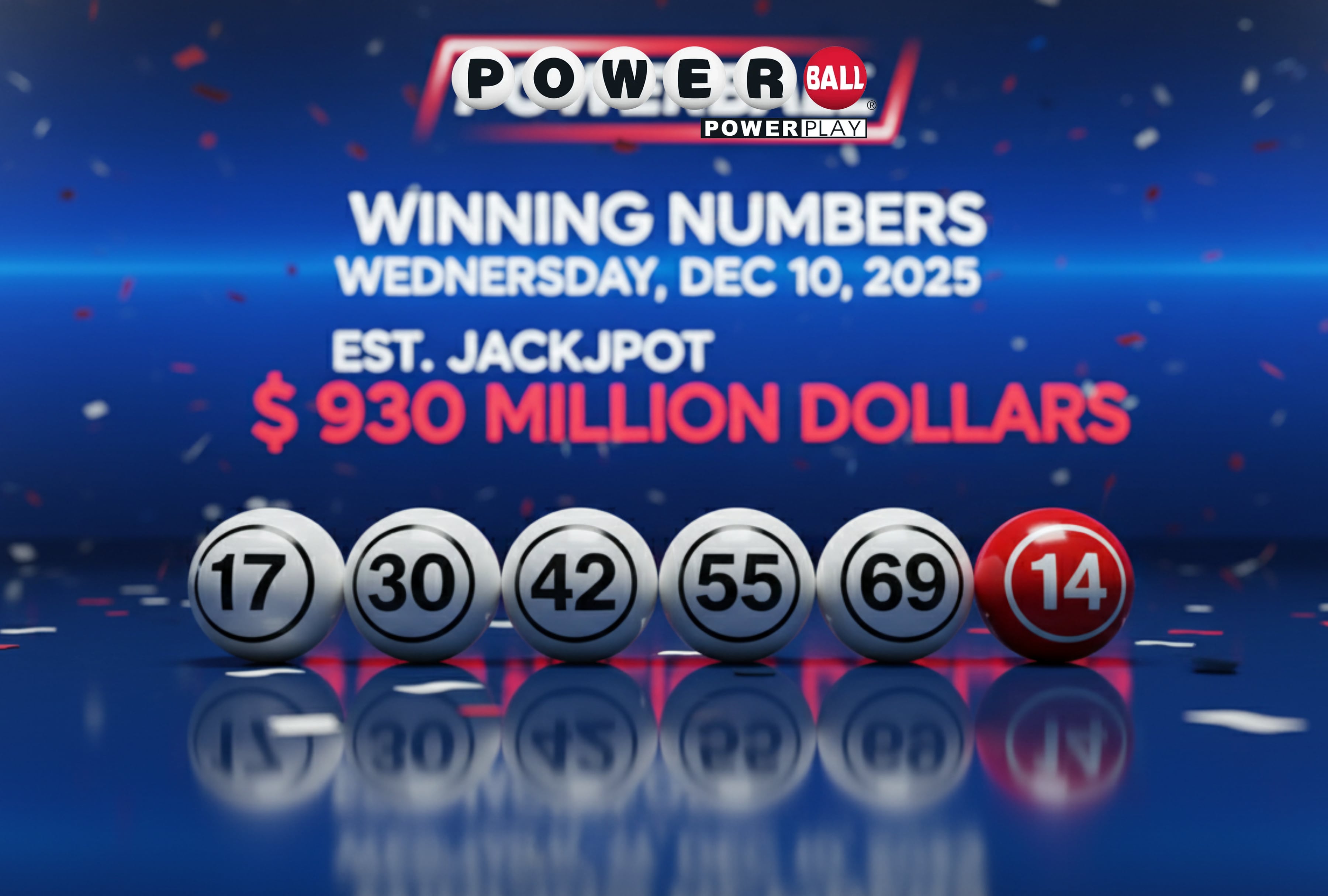 Revisa los resultados completos del Powerball de hoy, 10 de diciembre 2025. Conoce los números ganadores y verifica si eres el afortunado del premio mayor de $930 millones. | Crédito: Imagen creada por El Comercio MAG usando la IA de Gemini / Composición GEC