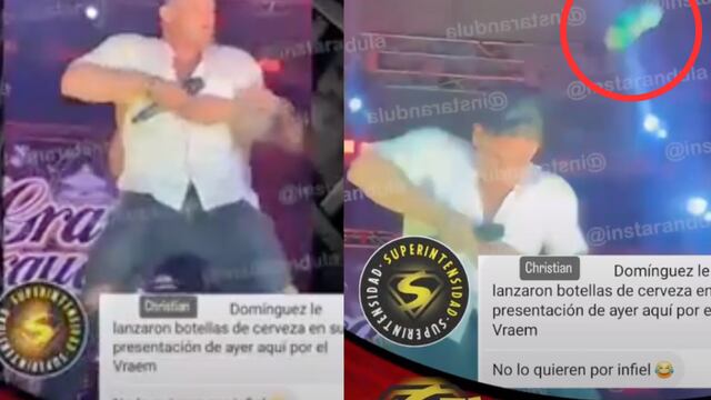 Lanzan latas de cerveza a Christian Domínguez en pleno concierto: “No lo quieren por infiel” | VIDEO