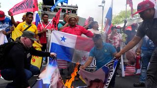 “Deja el canal”: panameños protestan contra Trump ante embajada de EE.UU.