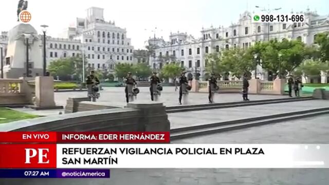 Protestas en Lima: refuerzan vigilancia policial en Plaza San Martin | VIDEO