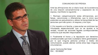 Carmona negó separación de Tula Rodríguez con este comunicado
