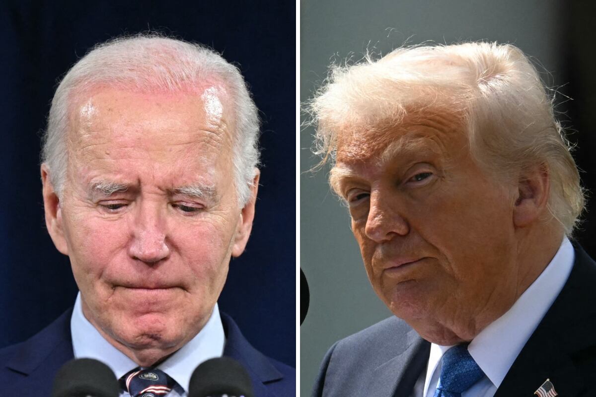 El expresidente de Estados Unidos, Joe Biden; y el mandatario actual, Donald Trump. (Fotos de Saul LOEB / Jim WATSON / AFP)