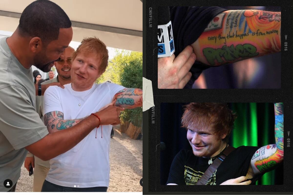 Ed Sheeran le enseñó a Will Smith un tatuaje que se hizo en honor a 'El príncipe del rap'. (Instagram/willsmith).