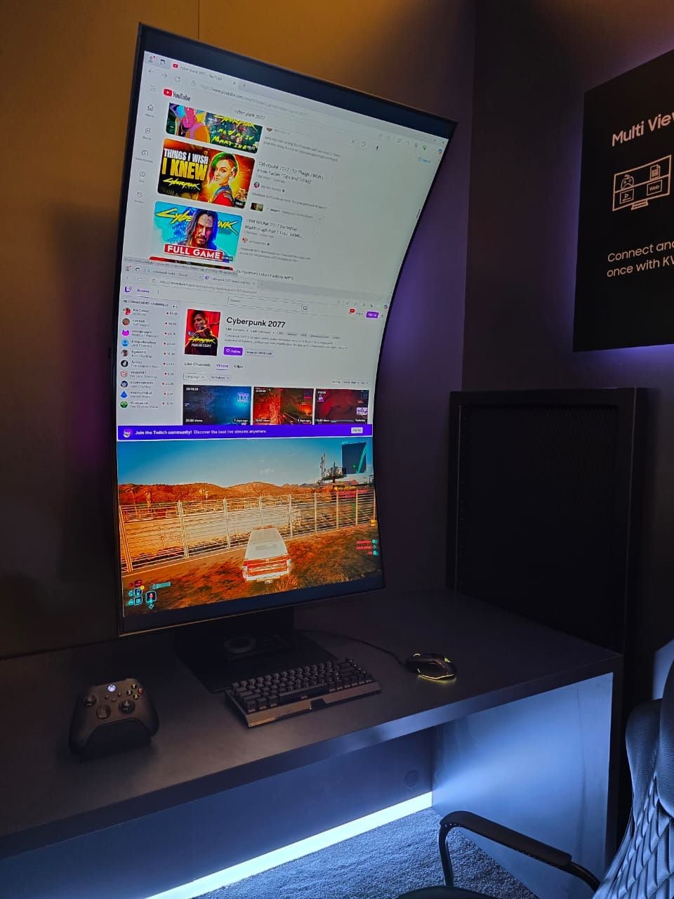 El Samsung Odyssey Ark 4K Gaming Monitor es un monitor curvo de 55 pulgadas que puede rotar verticalmente.