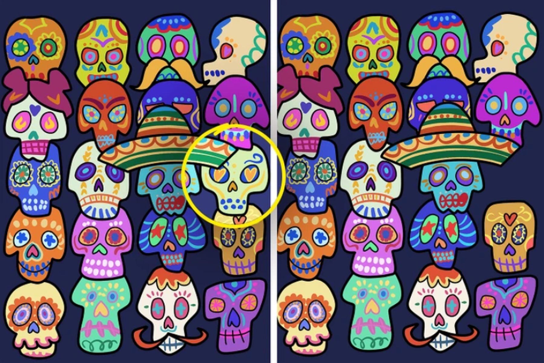 RETO VISUAL | Aquí se indica cuál es la diferencia entre las imágenes de calaveras. (Foto: genial.guru)