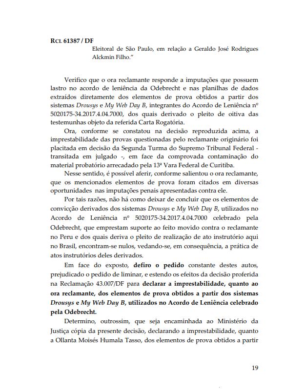 Decisión judicial de Brasil sobre el caso de Ollanta Humala.