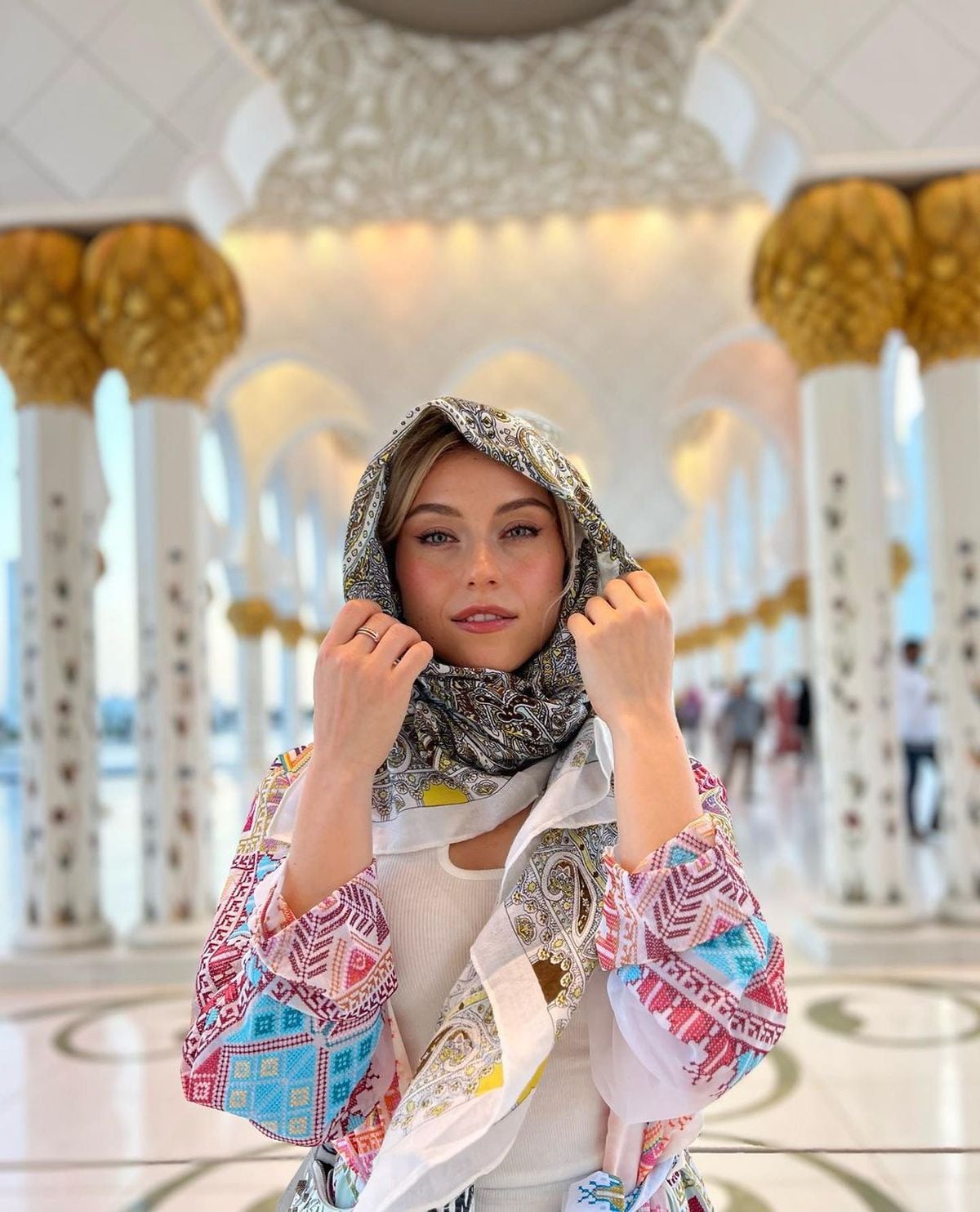 Una fotografía de su vista a la mezquita Sheikh Zayed, situada en Abu Dabi, en los Emiratos Árabes Unidos (Foto: Natalia Juárez / Instagram)