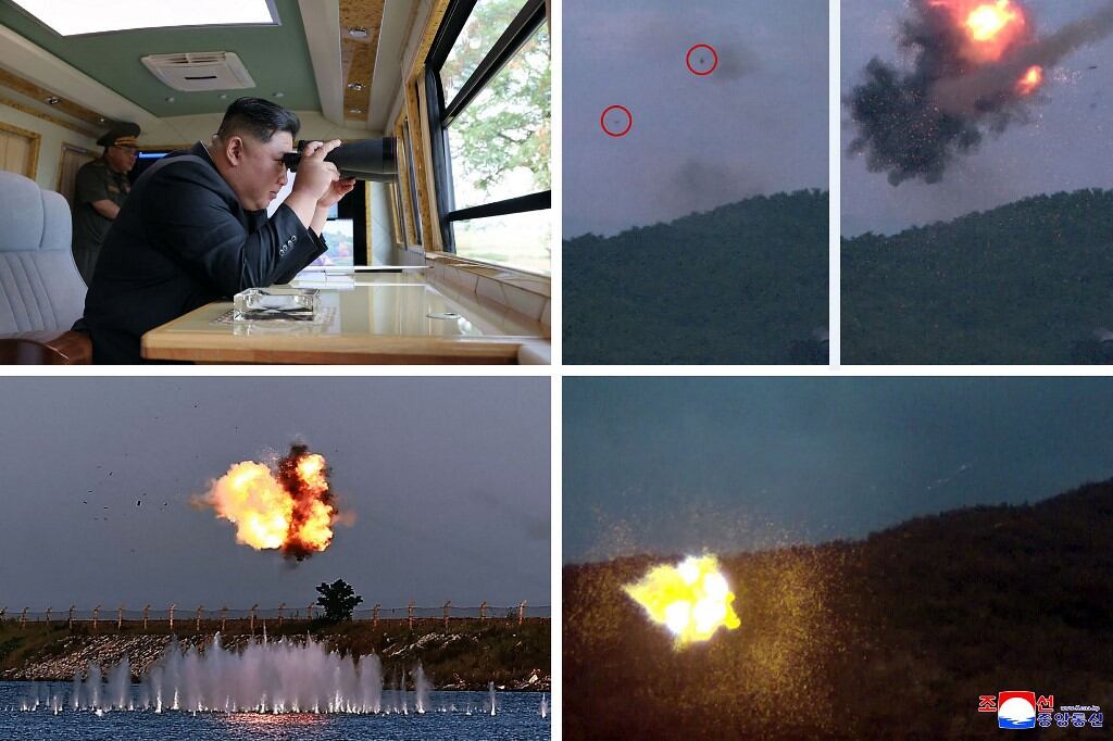Kim Jong-un durante la prueba de nuevas armas en setiembre del 2025.