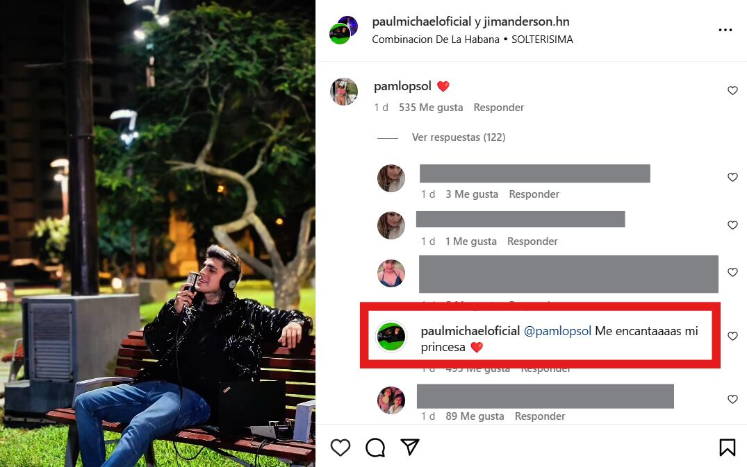 Pamela López comentó un corazón en un video publicado por Paul Michael, a lo que este respondió: "Me encantas mi princesa" | Foto: Instagram