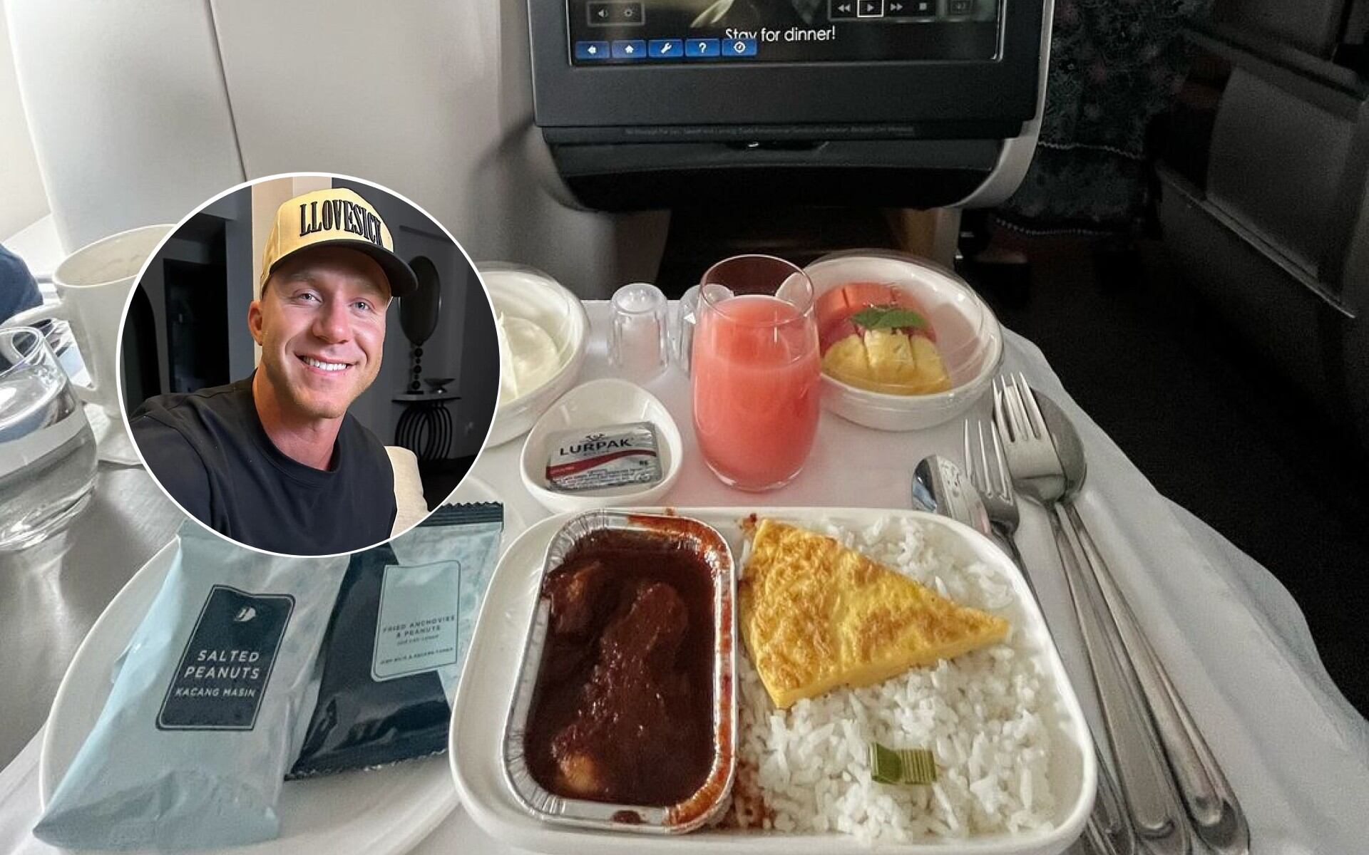 Un entrenador de fitness dice que comer en los aviones puede causar problemas intestinales. (IG | michaelsheedyfitness | flykingsley)