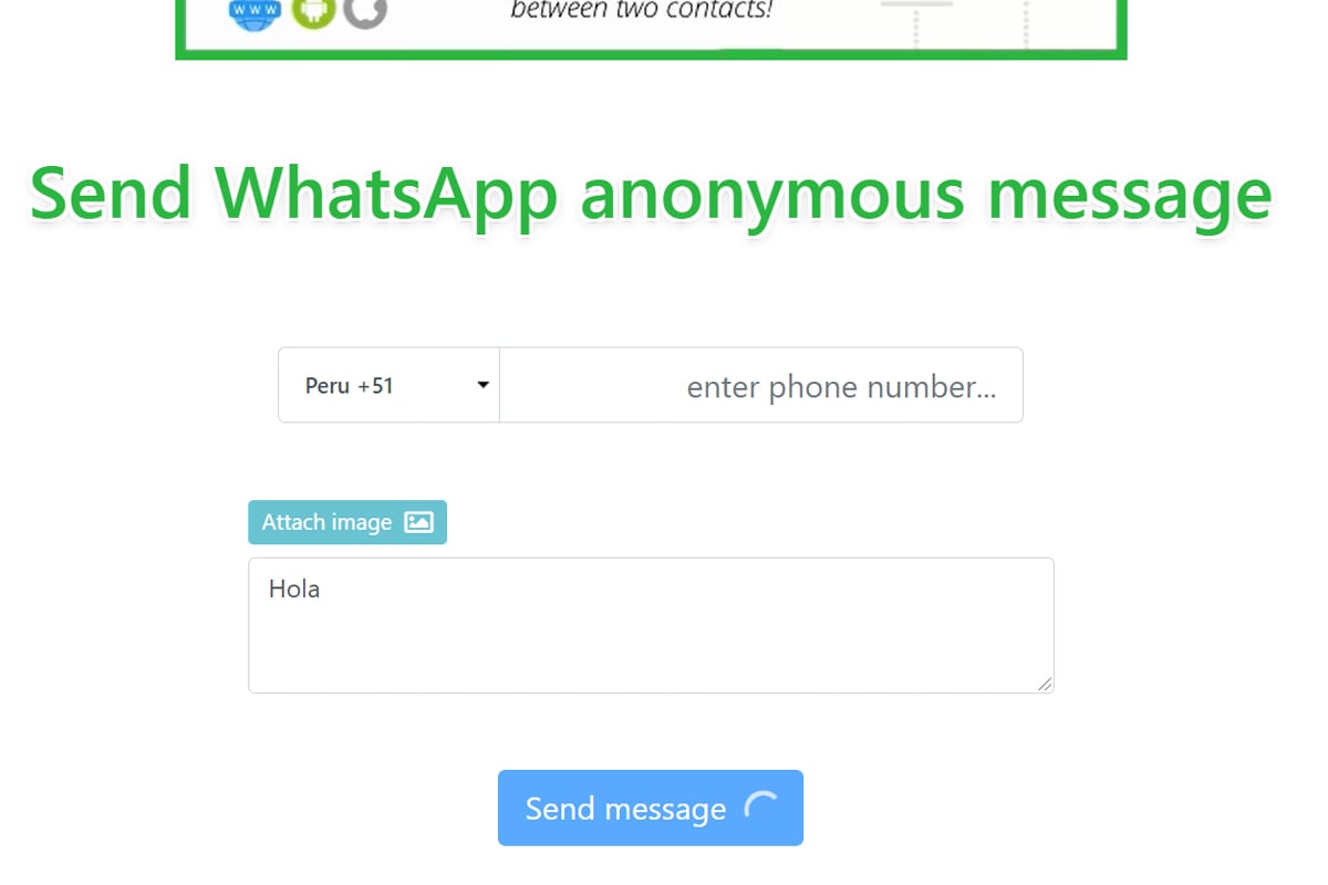 De esta forma podrás enviar un mensaje de manera anónima utilizando WhatsApp Tools. (Foto: MAG)