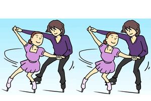 Descubre las 4 diferencias entre las imágenes de la pareja patinando en solo 11 segundos