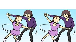 Descubre las 4 diferencias entre las imágenes de la pareja patinando en solo 11 segundos