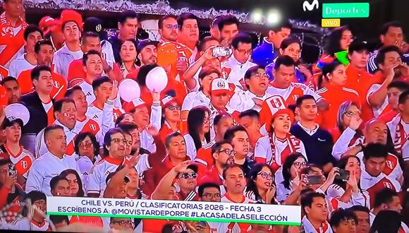 Así se vio el recibimiento de la hinchada bicolor en el Perú vs Chile por Eliminatorias 2026| VIDEO. (Foto: captura Movistar)