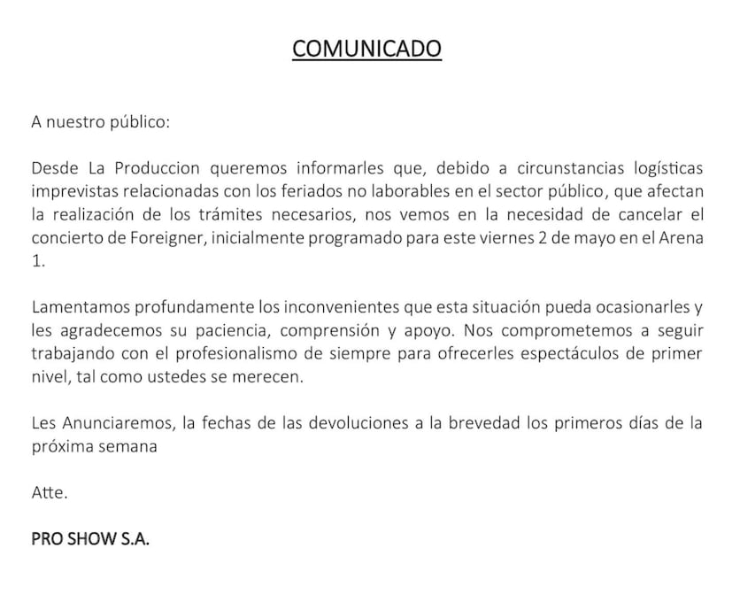 Primer comunicado.