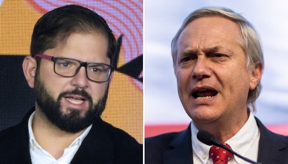 El presidente de Chile, Gabriel Boric; y el líder del Partido Republicano chileno, José Antonio Kast. (Fotos de Rodrigo ARANGUA / Pablo ROJAS / AFP)