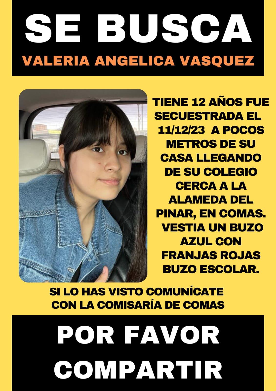 La menor de 12 años desapareció la tarde de ayer y hace 24 horas no se tiene noticias sobre ella.