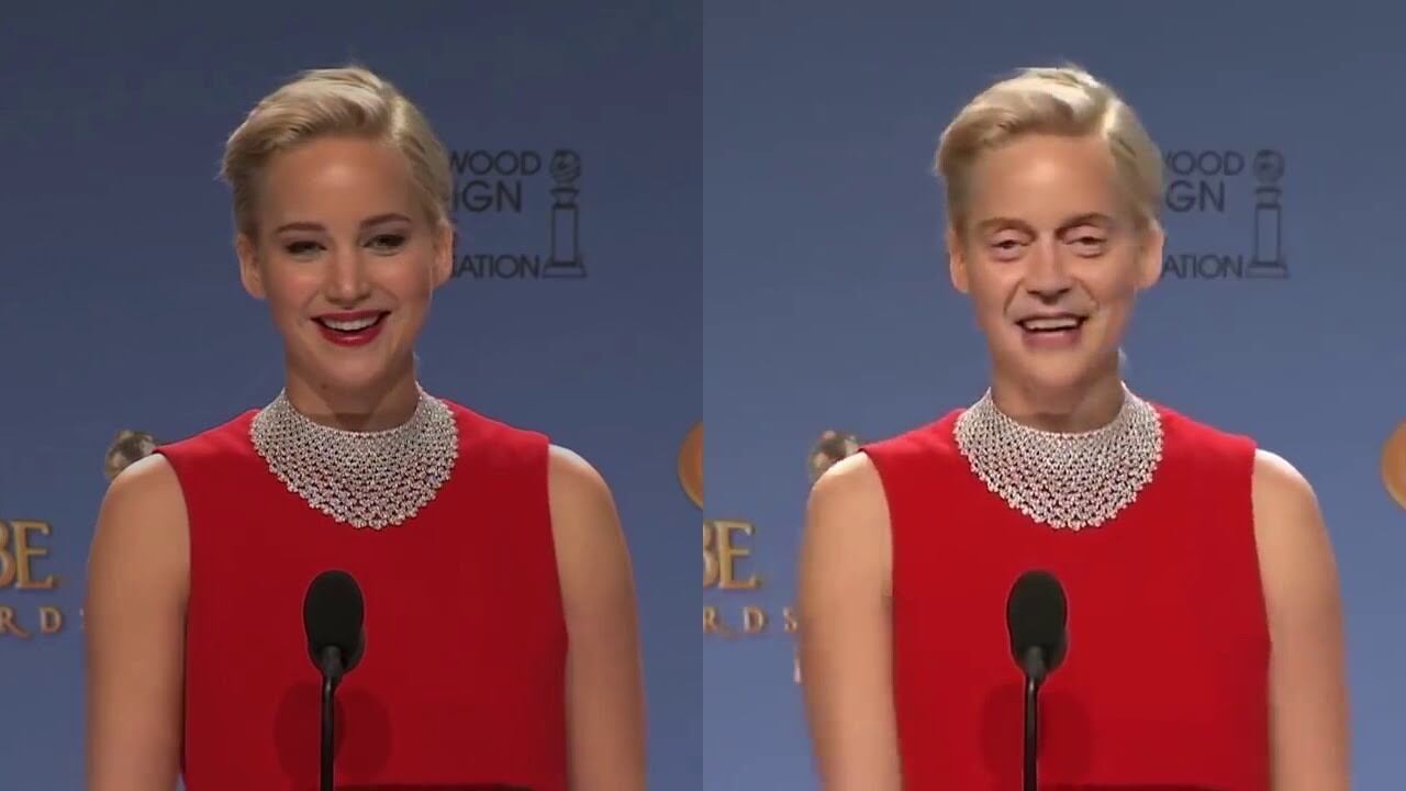El rostro de Steve Buscemi en el cuerpo de Jennifer Lawrence fue un deepfake em 2019 que causó terror por su realismo. (Foto: Archivo)