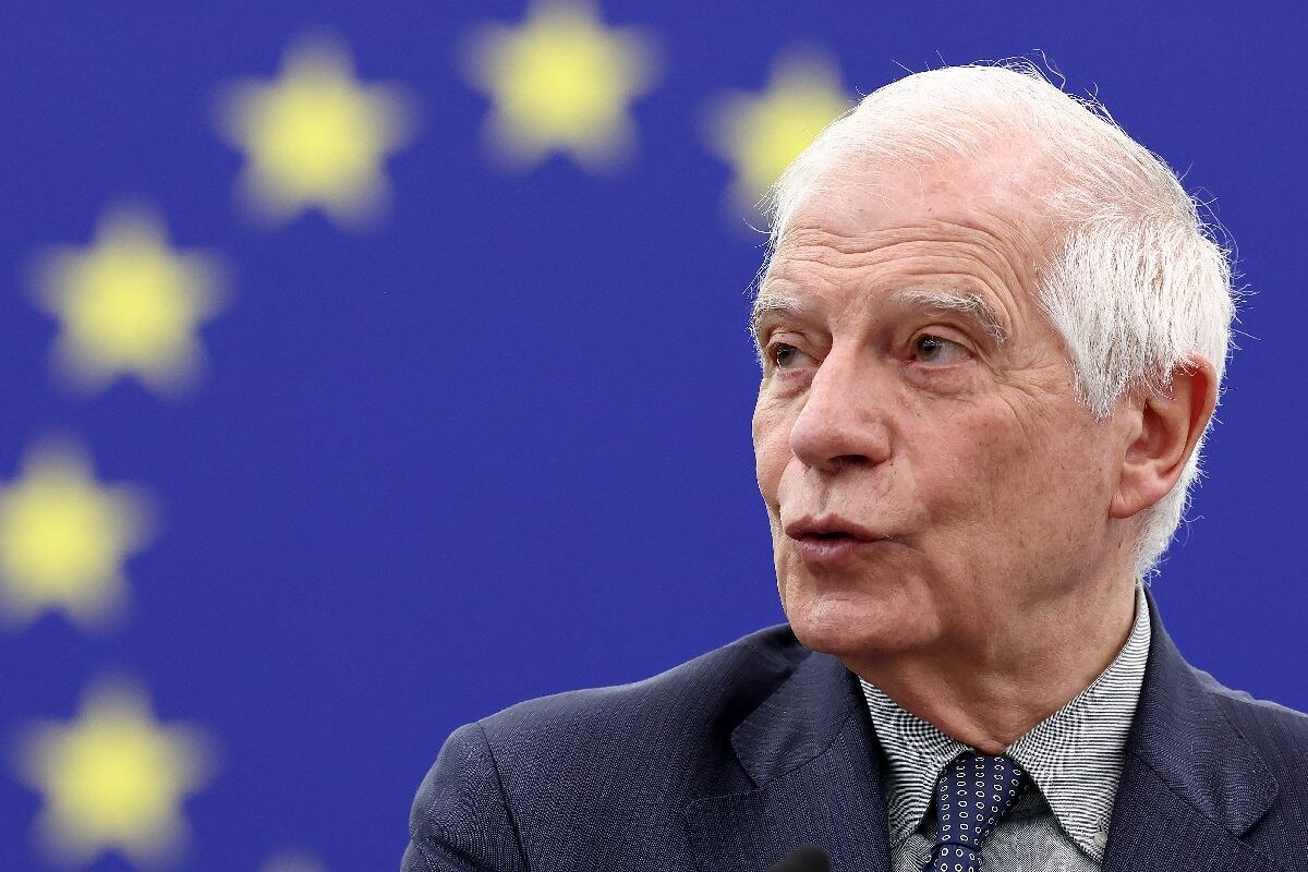 El Alto Representante de la Unión Europea para Asuntos Exteriores y Política de Seguridad, Josep Borrell, duranteuna sesión plenaria en el Parlamento Europeo el 24 de abril de 2024, en Estrasburgo, este de Francia. (Foto de FREDERICK FLORIN / AFP)