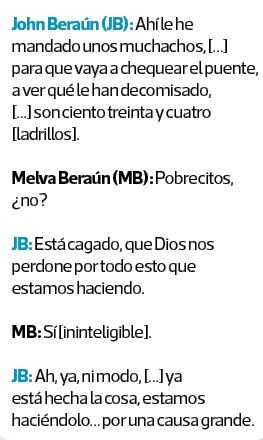 Jhon Beraún comenta a su hermana captura de miembro de la organización