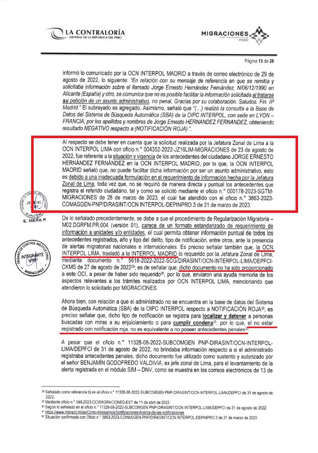 Informe de la Contraloría sobre la situación de 'El Español' en Migraciones.