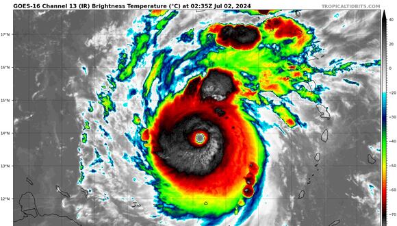 El Huracán Beryl escaló hasta la categoría 5.