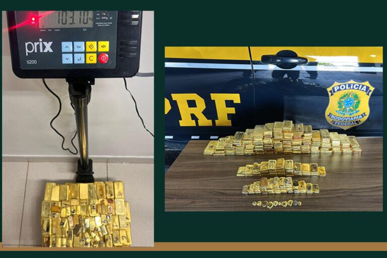 El cinco de agosto de 2025, la Policía de Carreteras de Brasil decomisó 104 kilos de oro ocultos en una camioneta en Boa Vista, estado de Roraima, que iban a transportados a Venezuela. Fue el decomiso de oro ilegal más grande por vía terrestre entre ambos países. Crédito: Polícia Rodoviária Federal (PRF)