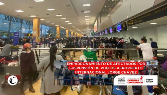 Así puedes empadronarte y registrar tu caso si fuiste uno de los perjudicados por la suspensión de vuelos en el Aeropuerto Jorge Chávez. Foto: Edición EC