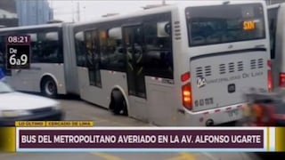 Cercado de Lima: bus del Metropolitano quedó varado en la Av. Alfonso Ugarte