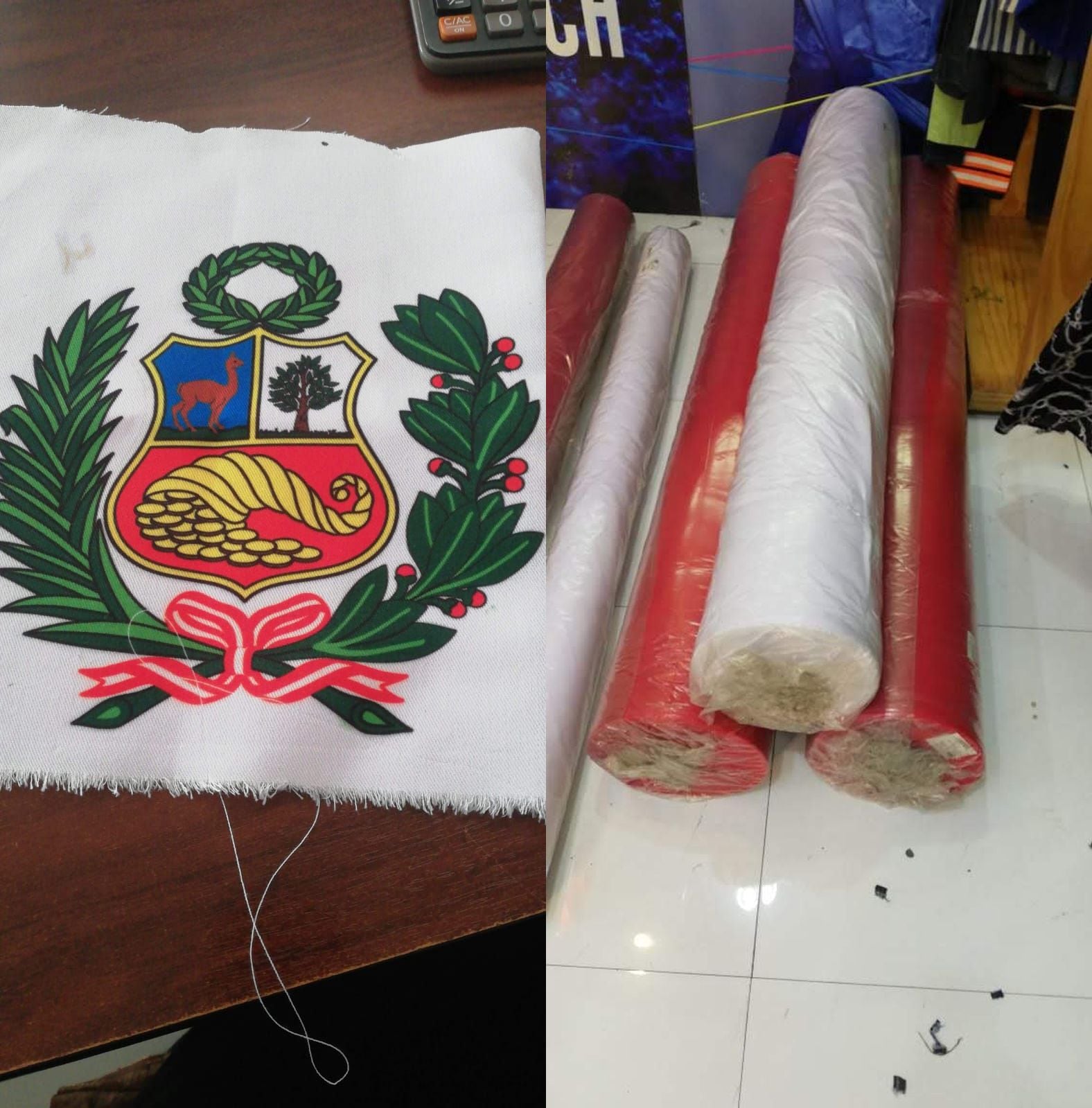 Se necesitó más de 500 metros de tela y diseños del escudo a pequeña escala.