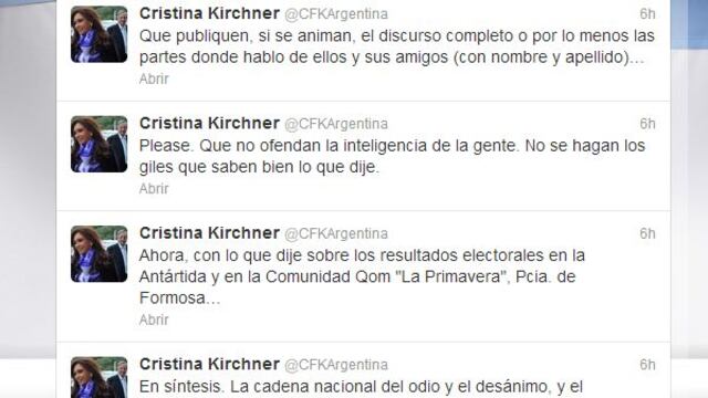 Cristina Fernández de Kirchner arremetió contra los medios argentinos