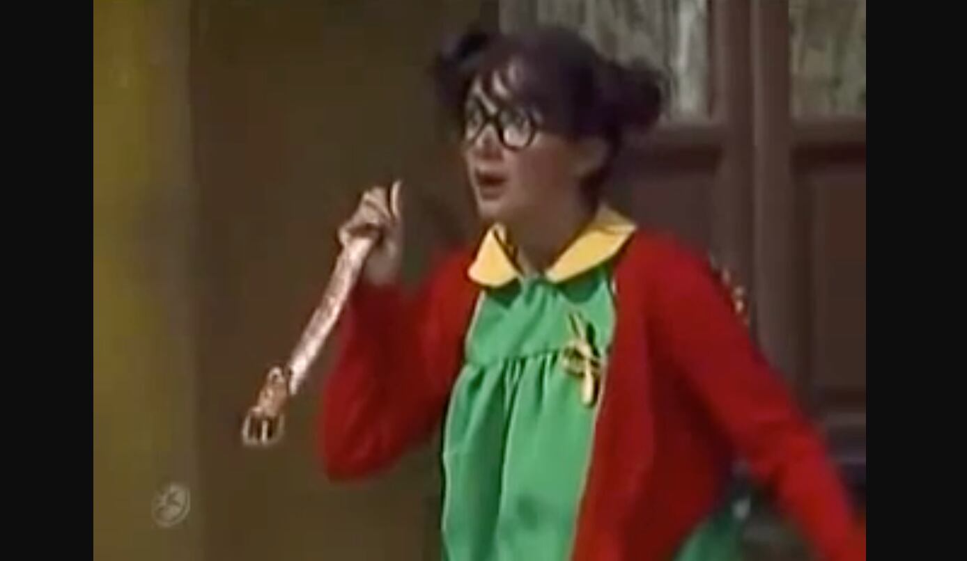 María Antonieta de las Nieves como la Chilindrina en el reencuentro con Don Ramón (Ramón Valdés). (Foto: Televisa)