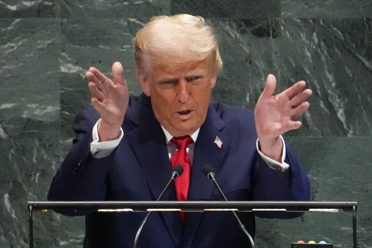 Donald Trump pronuncia su discurso ante la Asamblea General de las Naciones Unidas en la sede de la ONU. Foto: TIMOTHY A. CLARY / AFP